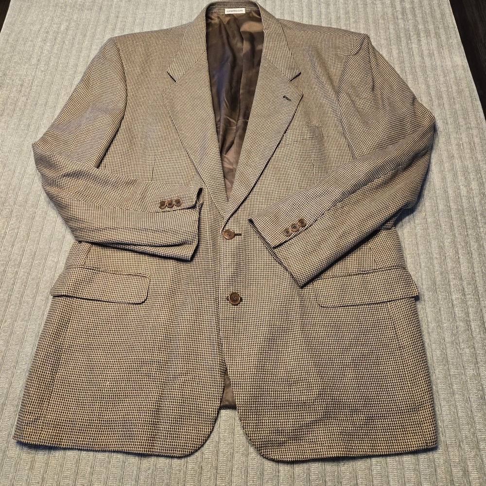 Gruppo GFT 46 L‎ Brown Plaid Silk Wool Men's Blazer Sport Jacket